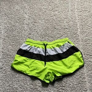 Rue21 Neon Green Athletic Shorts with Black and Gray Accents